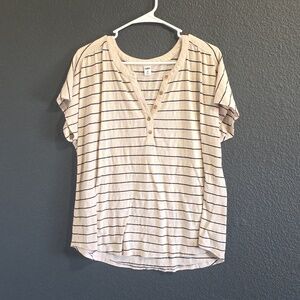 💜Old Navy Beige and Dark Stripe Button Down Top